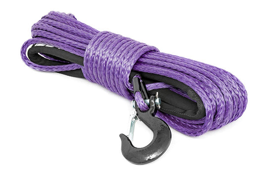 Synthetic Rope 85 Feet Rated Up to 16,000 Lbs 3/8 Inch Includes Clevis Hook and Protective Sleeve Rough Country-1