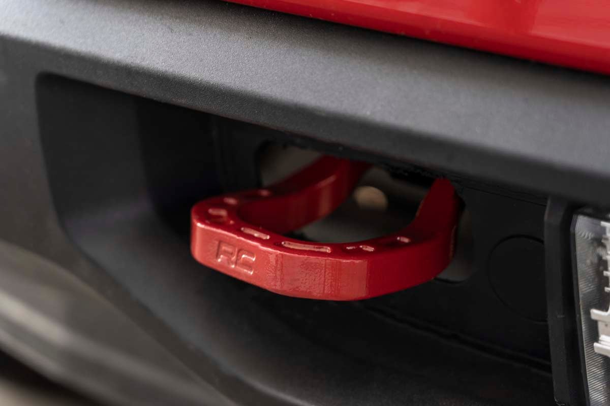 Tow Hooks Forged Red Chevy Silverado 1500 2WD/4WD (2019-2022) Rough Country-3