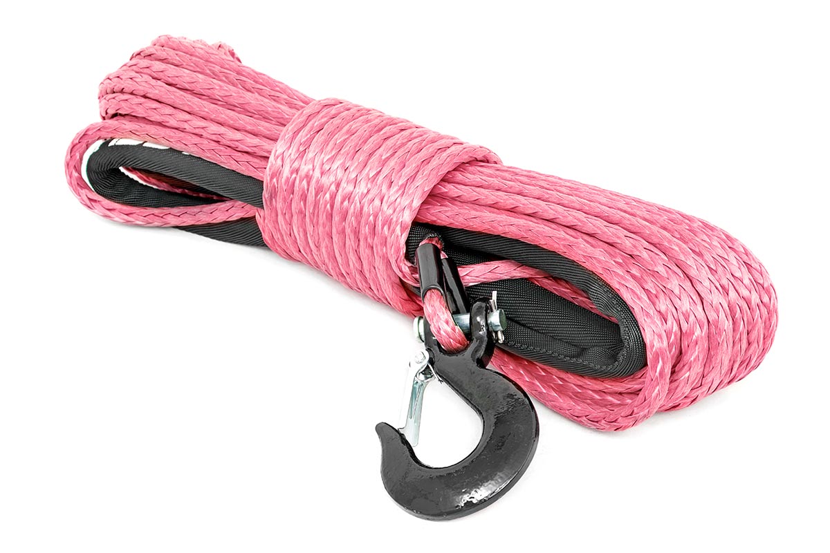 Synthetic Rope 85 Feet Rated Up to 16,000 Lbs 3/8 Inch Includes Clevis Hook and Protective Sleeve Rough Country-6