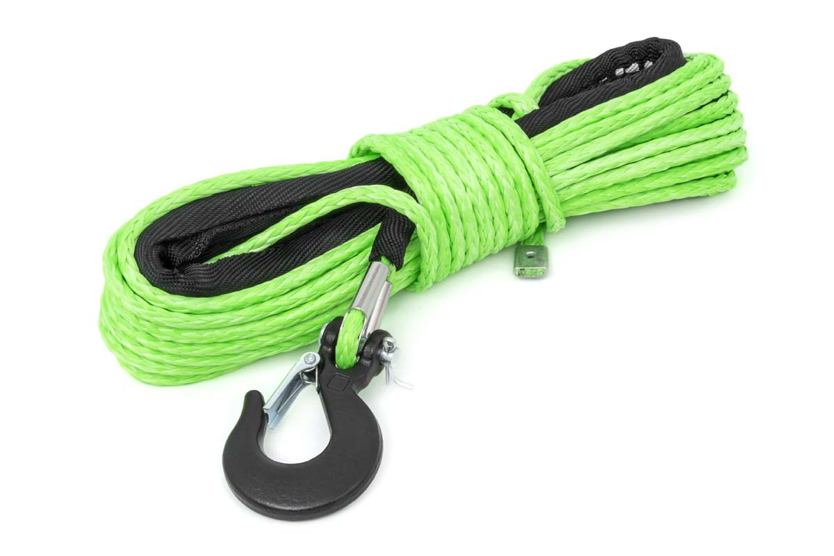 1/4 Inch Synthetic Rope 85 Feet Rated Up to 16,000 Lbs 3/8 Inch Includes Clevis Hook and Protective Sleeve UTV, ATV Rough Country-2