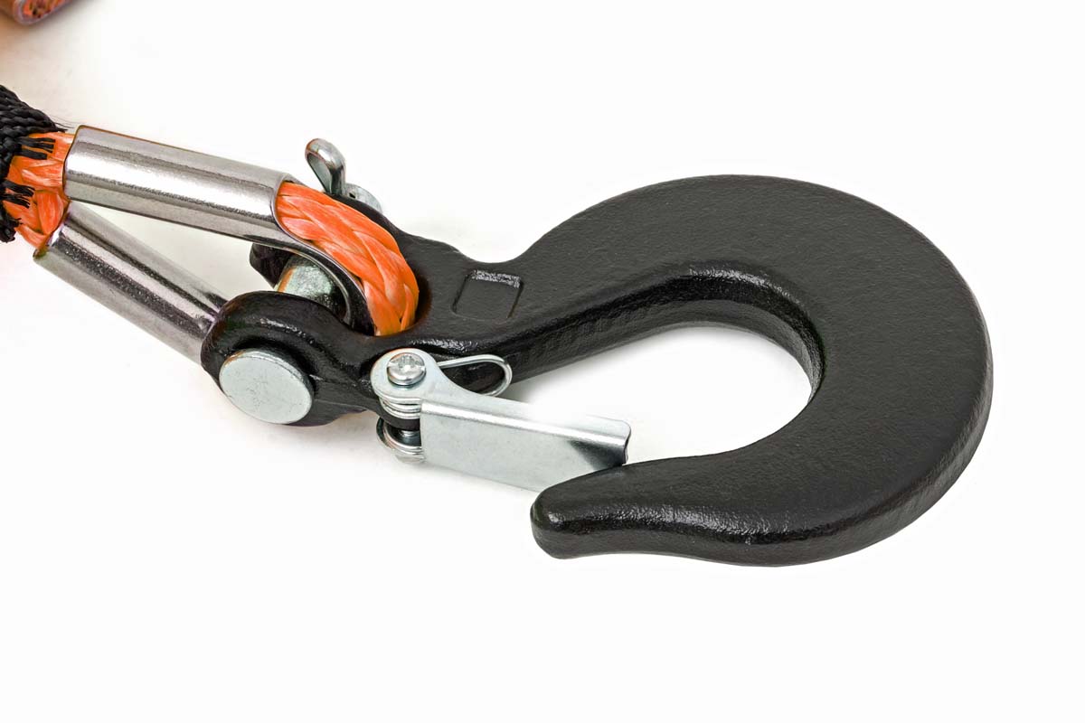 Rough Country 1/4 Inch Synthetic Rope 85 Feet Rated Up to 16,000 Lbs 3/8 Inch Includes Clevis Hook and Protective Sleeve UTV, ATV Rough Country