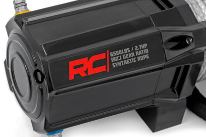 6500-LB Winch W/ Remote UTV Synthetic Rope Rough Country-2