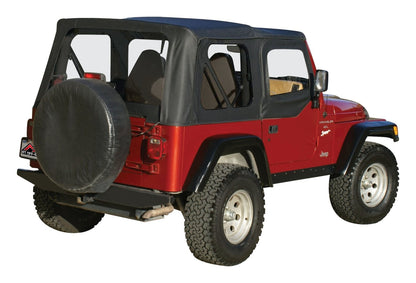 Black OEM Replacement Soft Top for 1997-06 TJ Wrangler w/ Soft Upper Doors Black Diamond w/Door Skins And Windows RT Off Road