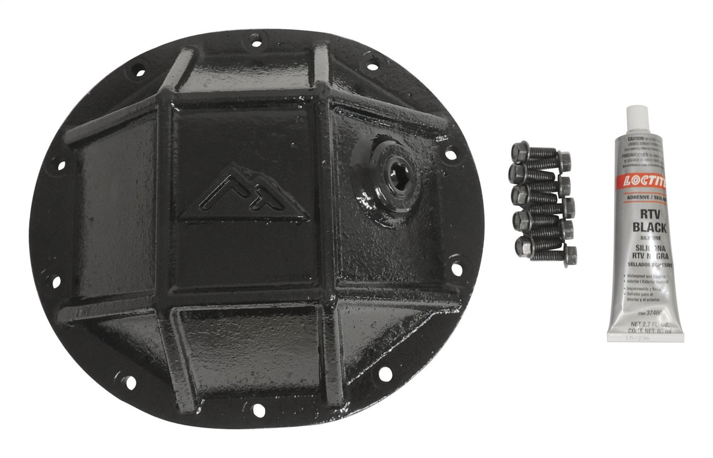 Differential Cover 3/8 Inch Thick Forged Steel w/Ribs Semi-Gloss Black Powder Coat w/Flanged Hex Bolts/Recessed Fill Plug/RTV 8.25 Inch 10 Bolt RT Off Road
