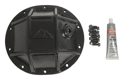 Differential Cover 3/8 Inch Thick Forged Steel w/Ribs Semi-Gloss Black Powder Coat w/Flanged Hex Bolts/Recessed Fill Plug/RTV 8.25 Inch 10 Bolt RT Off Road