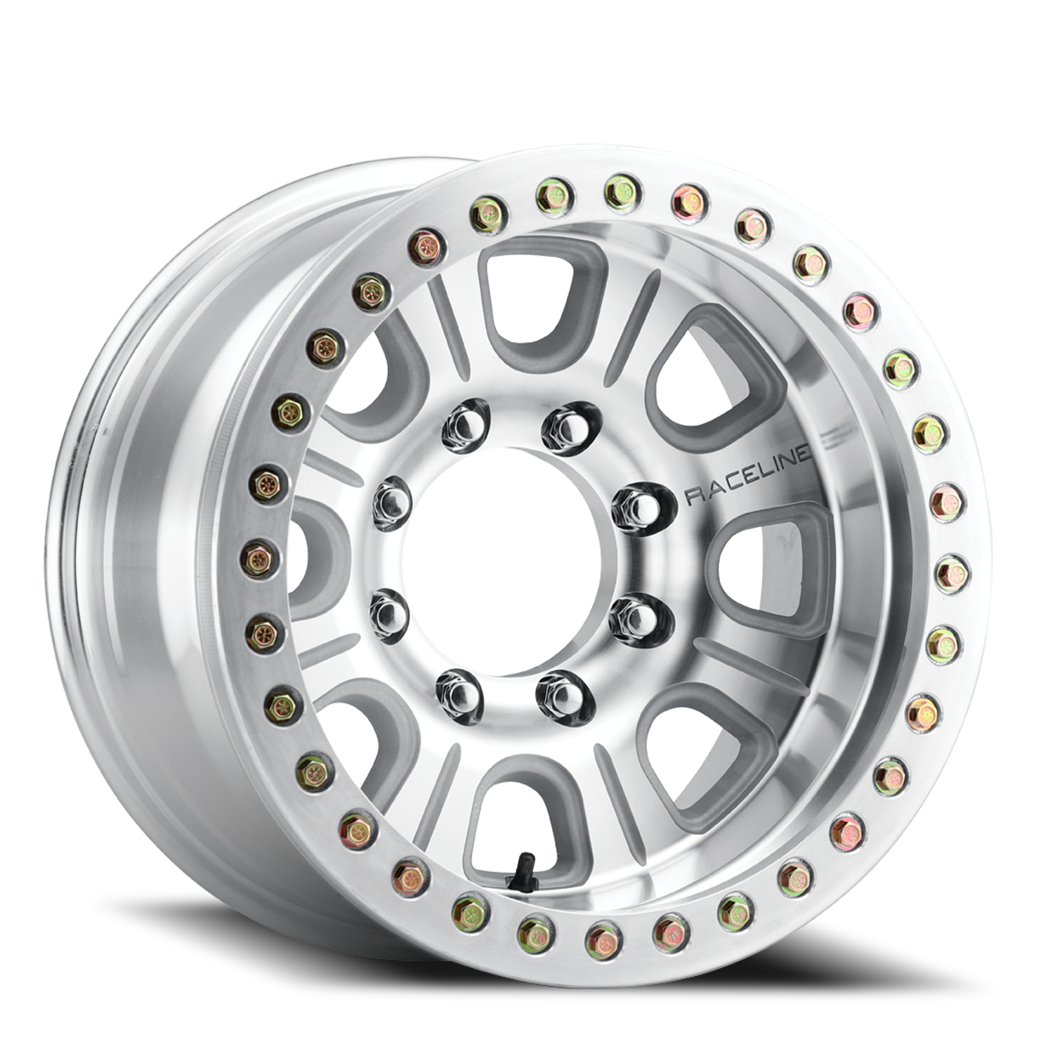 Raceline Wheels Aluminum Wheels 17x9.5 Monster Beadlock RT233 Silver Machined Raceline Wheels