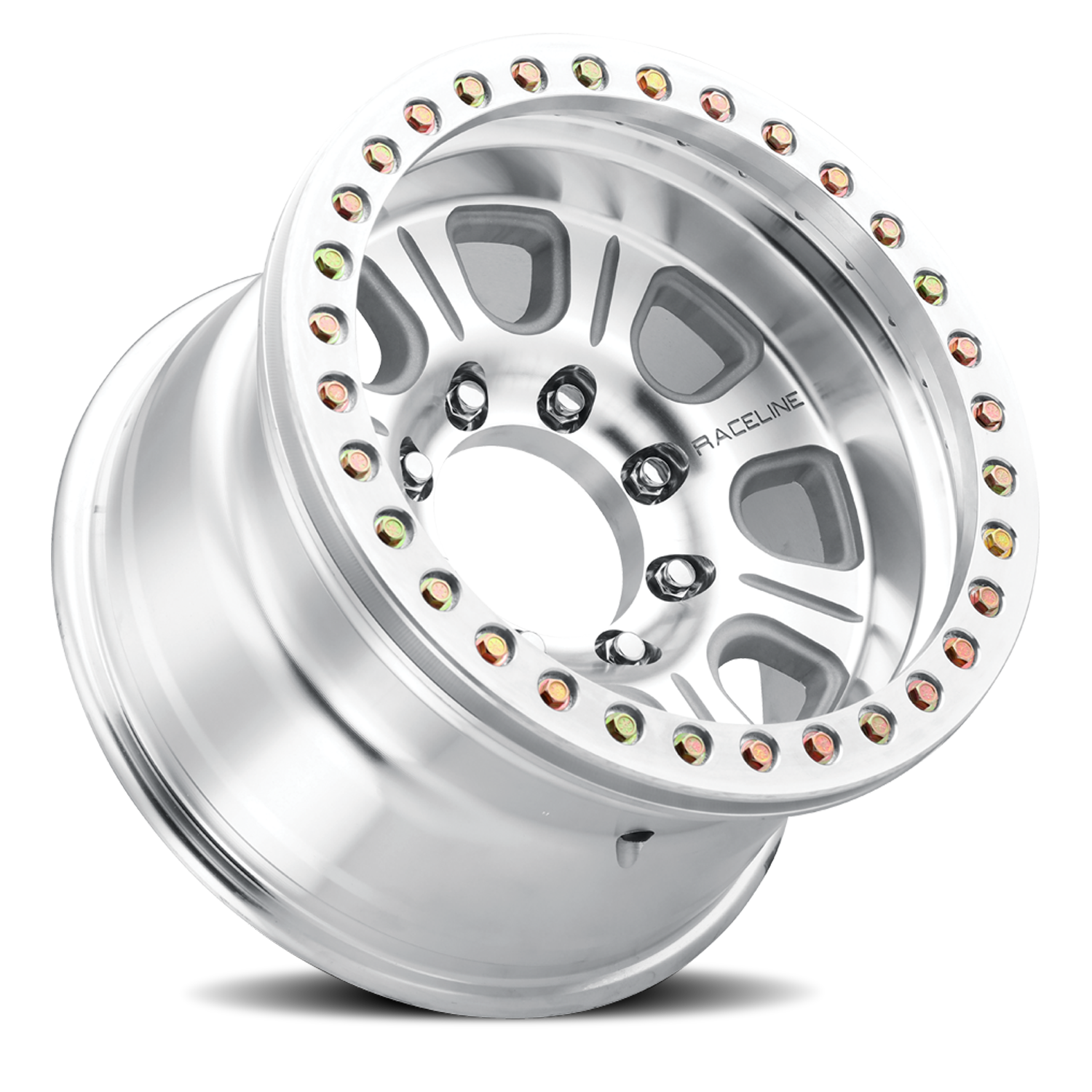 Raceline Wheels Aluminum Wheels 17x9.5 Monster Beadlock RT233 Silver Machined Raceline Wheels