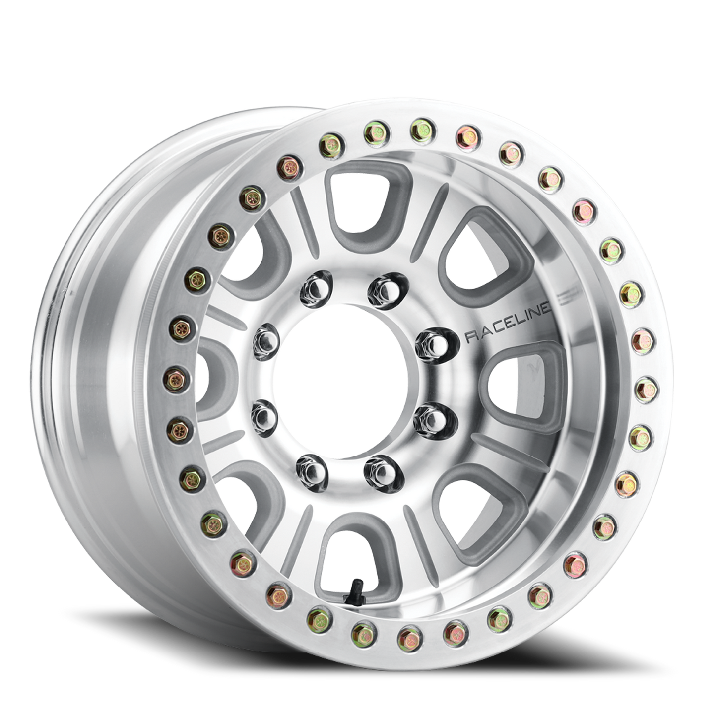 Raceline Wheels Aluminum Wheels 17x9.5 Monster Beadlock RT233 Silver Machined Raceline Wheels