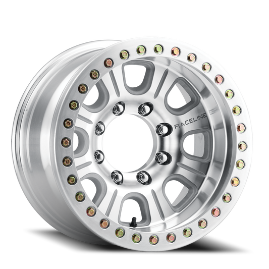 Raceline Wheels Aluminum Wheels 17x9.5 Monster Beadlock RT233 Silver Machined Raceline Wheels