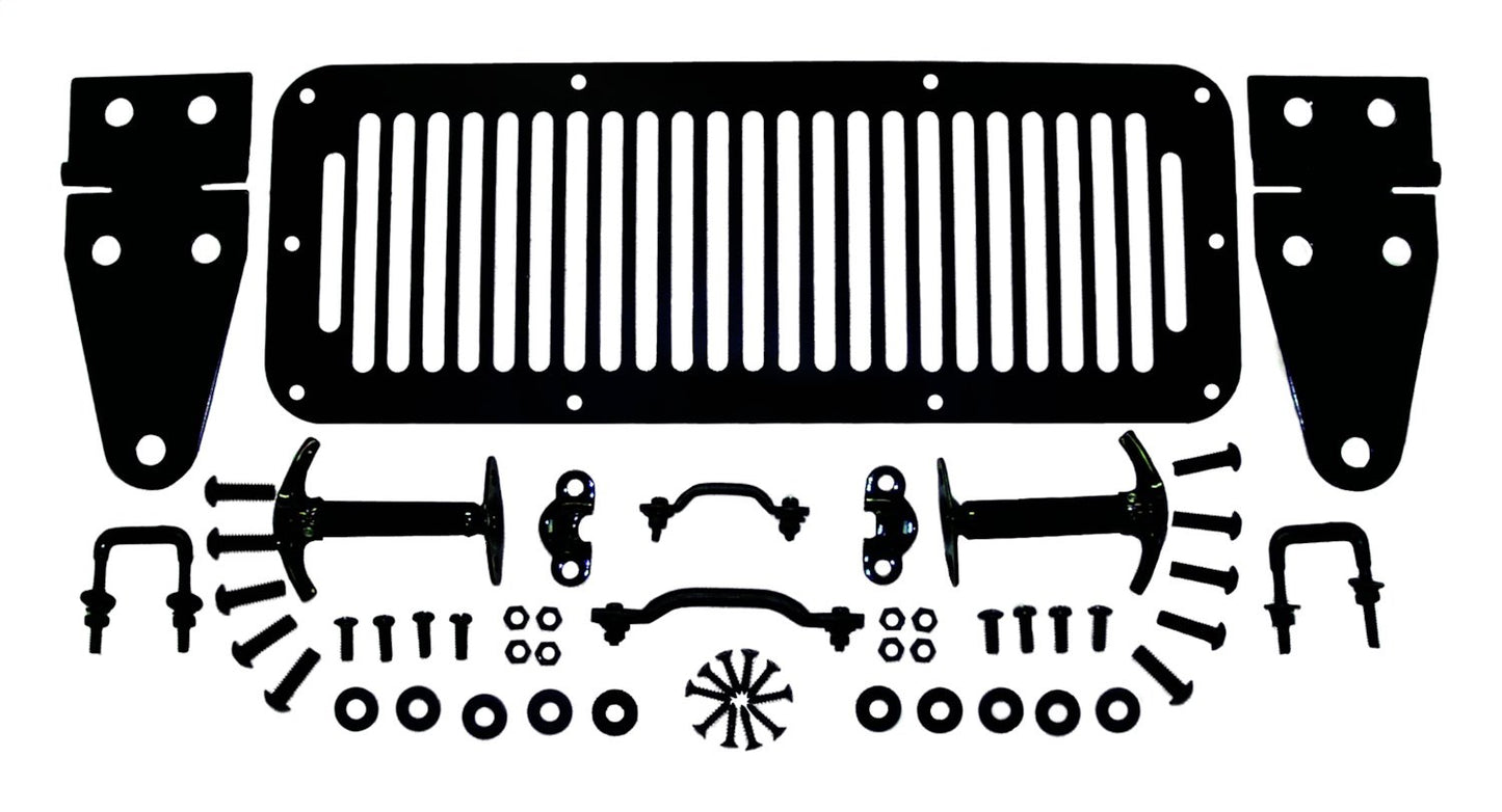 Hood Appearance Set 1987-1995 YJ Wrangler w/Hinges/Catches/Vent Cover/Footman Loop/Windshield Stops/Hardware Black RT Off Road