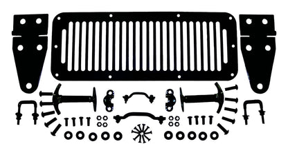 Hood Appearance Set 1987-1995 YJ Wrangler w/Hinges/Catches/Vent Cover/Footman Loop/Windshield Stops/Hardware Black RT Off Road