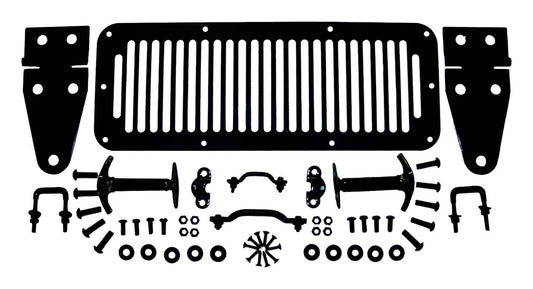 Hood Appearance Set 1987-1995 YJ Wrangler w/Hinges/Catches/Vent Cover/Footman Loop/Windshield Stops/Hardware Black RT Off Road