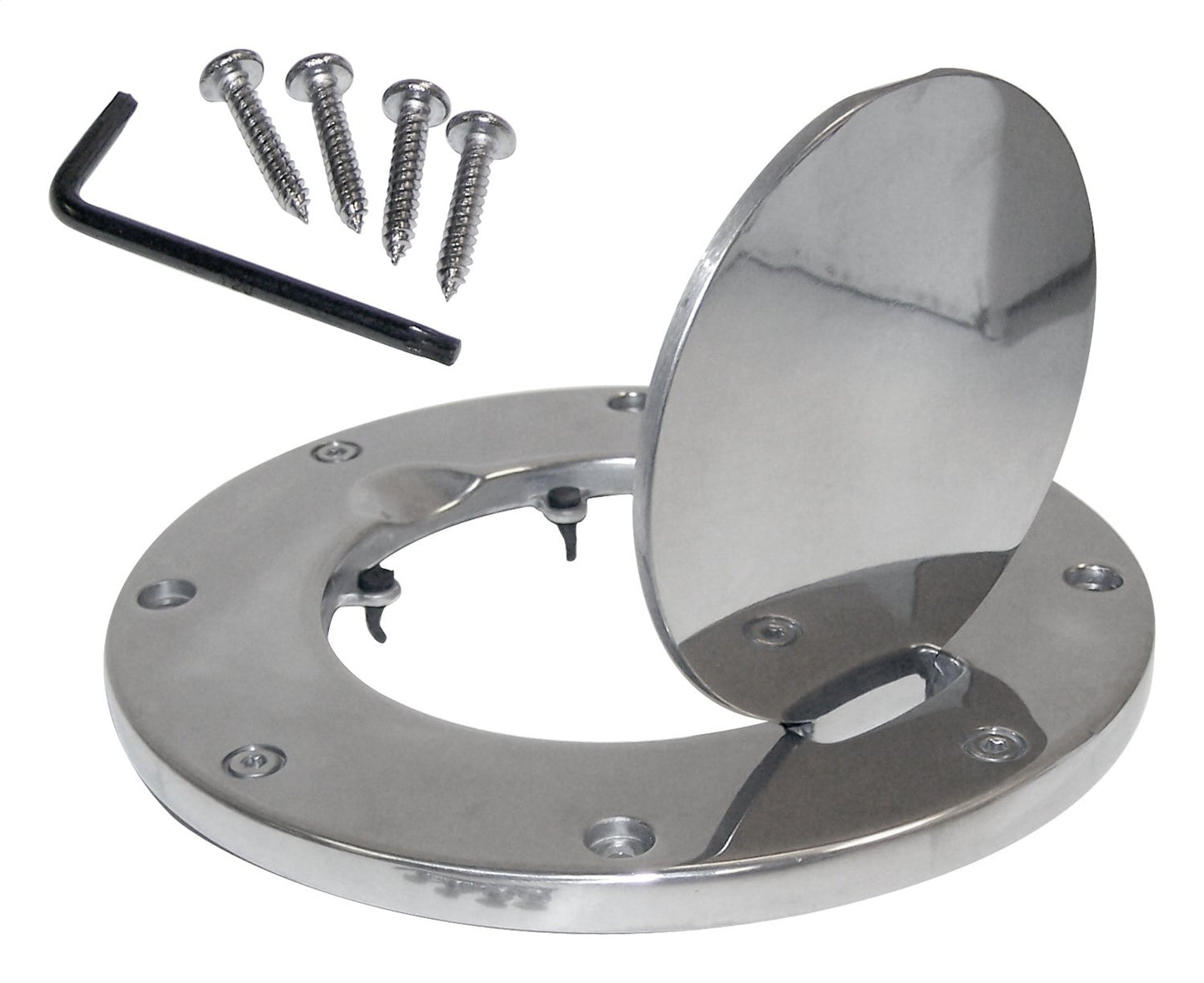 Polished Aluminum Non-Locking Fuel Door for Jeep TJ Wrangler RT Off Road