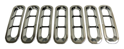 7-Piece Chrome Plastic Grille Inserts Chrome for 2007-201 JK Wrangler Snap-In Pieces RT Off Road