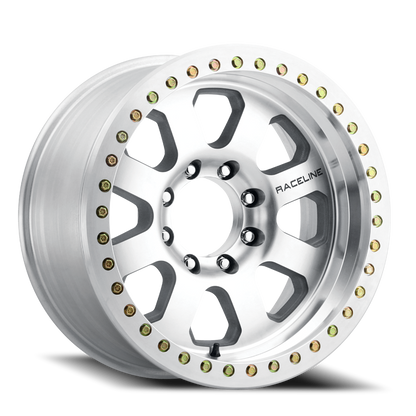 Aluminum 17x9 Avenger Beadlock RT260M Silver Machined Raceline Wheels-3