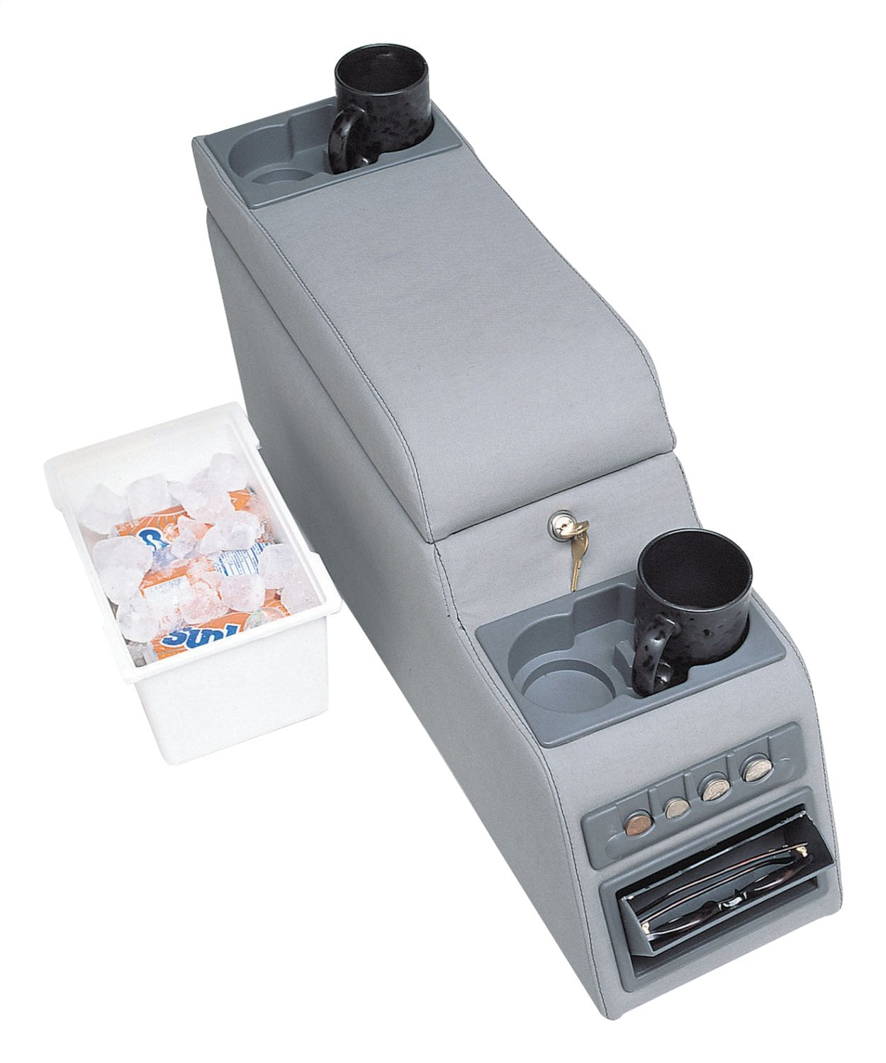 Locking Center Console 1987-1995 YJ Wrangler 4 Cup Holders A Cooler Insert and a Removable Storage Insert Gray RT Off Road