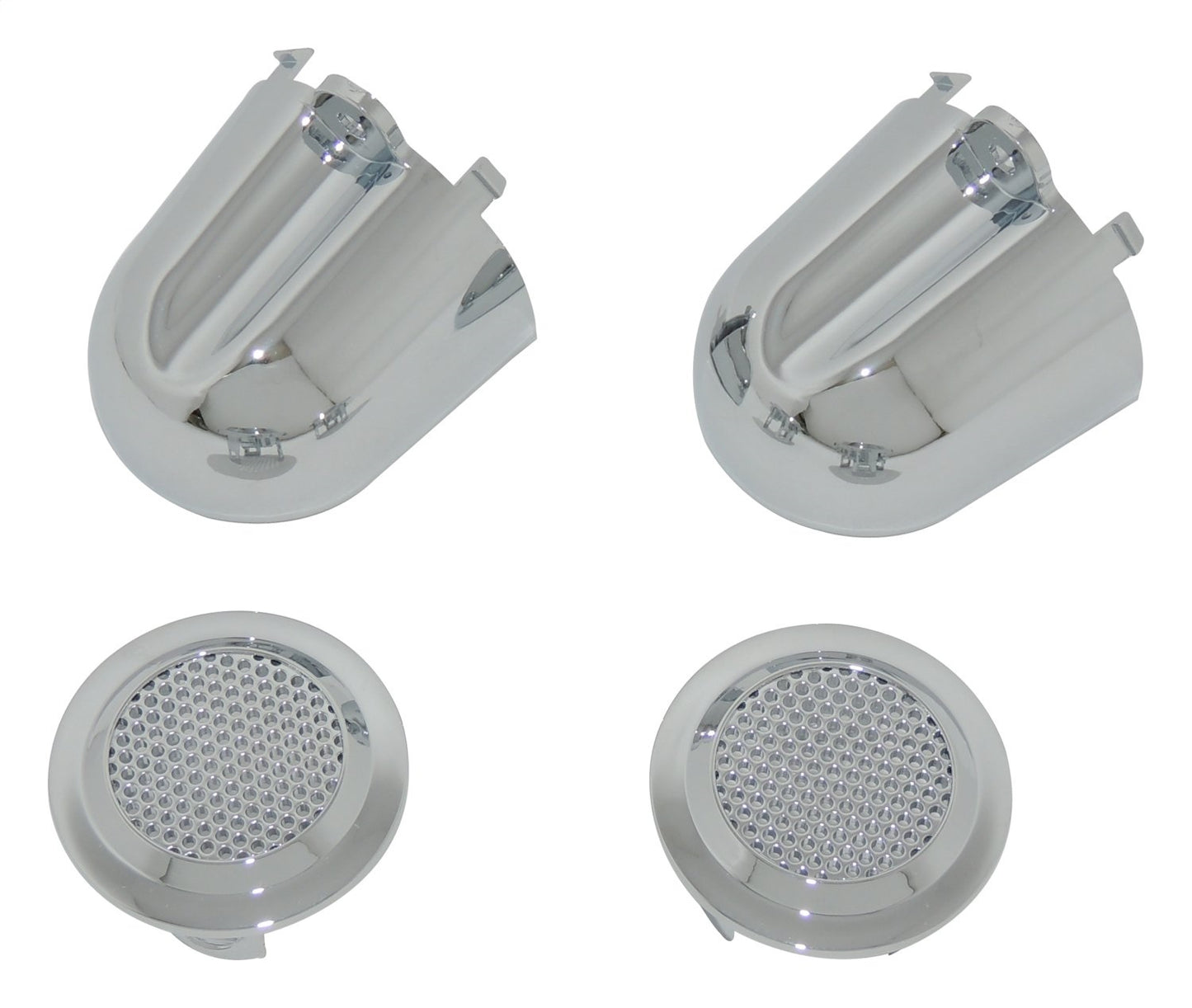 Plastic, Chrome Finish Tweeter Covers for Select 07-10 Jeep JK Wrangler RT Off Road