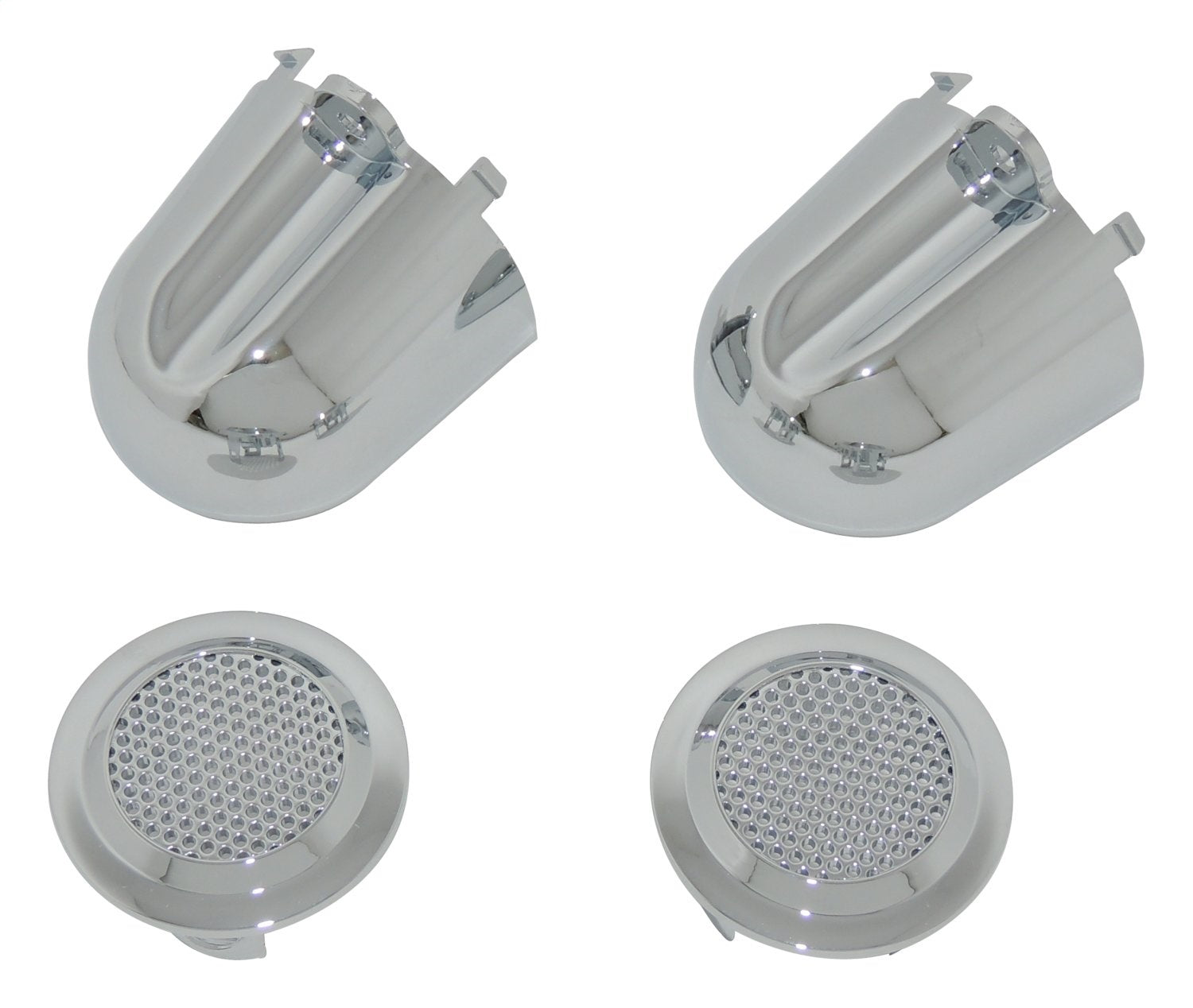 Plastic, Chrome Finish Tweeter Covers for Select 07-10 Jeep JK Wrangler RT Off Road