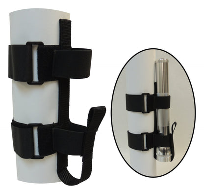 Roll Bar Flashlight Holder Works w/ 3 inch Roll Bars Nylon & Elastic w/ Hook & Loop Straps For D-Cell Flashlights (1) Flashlight Holder RT Off Road