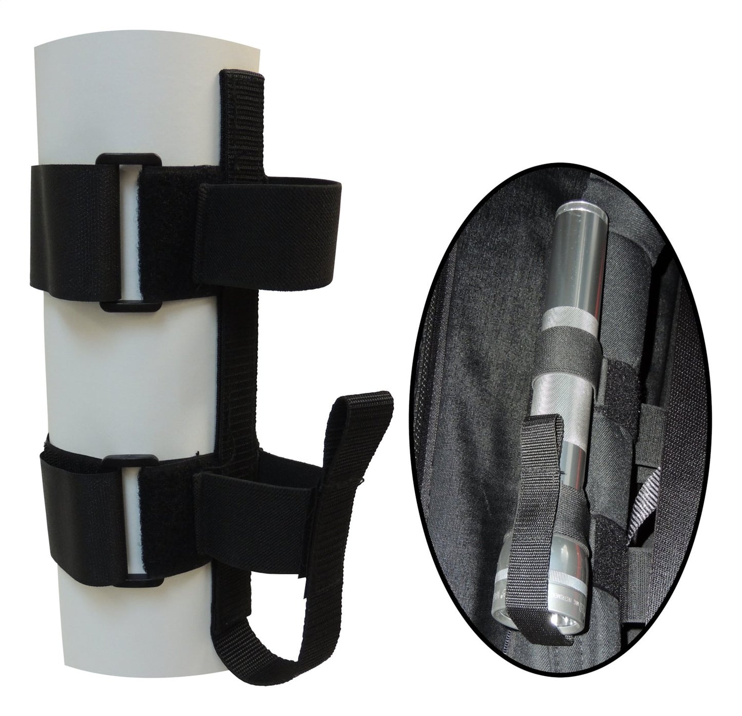 Roll Bar Flashlight Holder Works w/ 3 inch Roll Bars Nylon & Elastic w/ Hook & Loop Straps For D-Cell Flashlights (1) Flashlight Holder RT Off Road-1