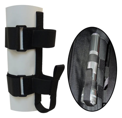 Roll Bar Flashlight Holder Works w/ 3 inch Roll Bars Nylon & Elastic w/ Hook & Loop Straps For D-Cell Flashlights (1) Flashlight Holder RT Off Road-1