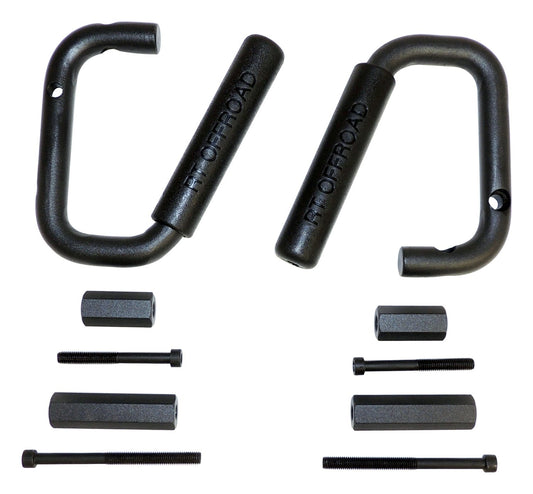Grab Handle Set 2007-2018 JK Wrangler 2 Steel Handles w/Rubberized Plastic Grips Front And Rear Black RT Off Road