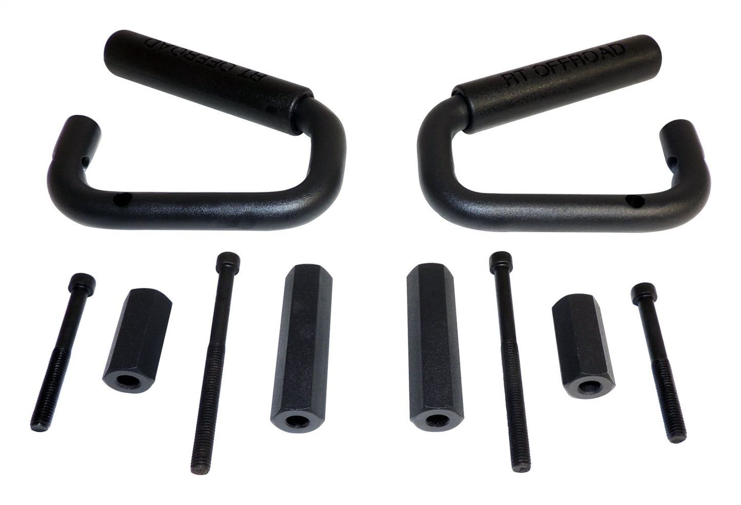 Grab Handle Set 2007-2018 JK Wrangler 2 Steel Handles w/Rubberized Plastic Grips Front And Rear Black RT Off Road-1