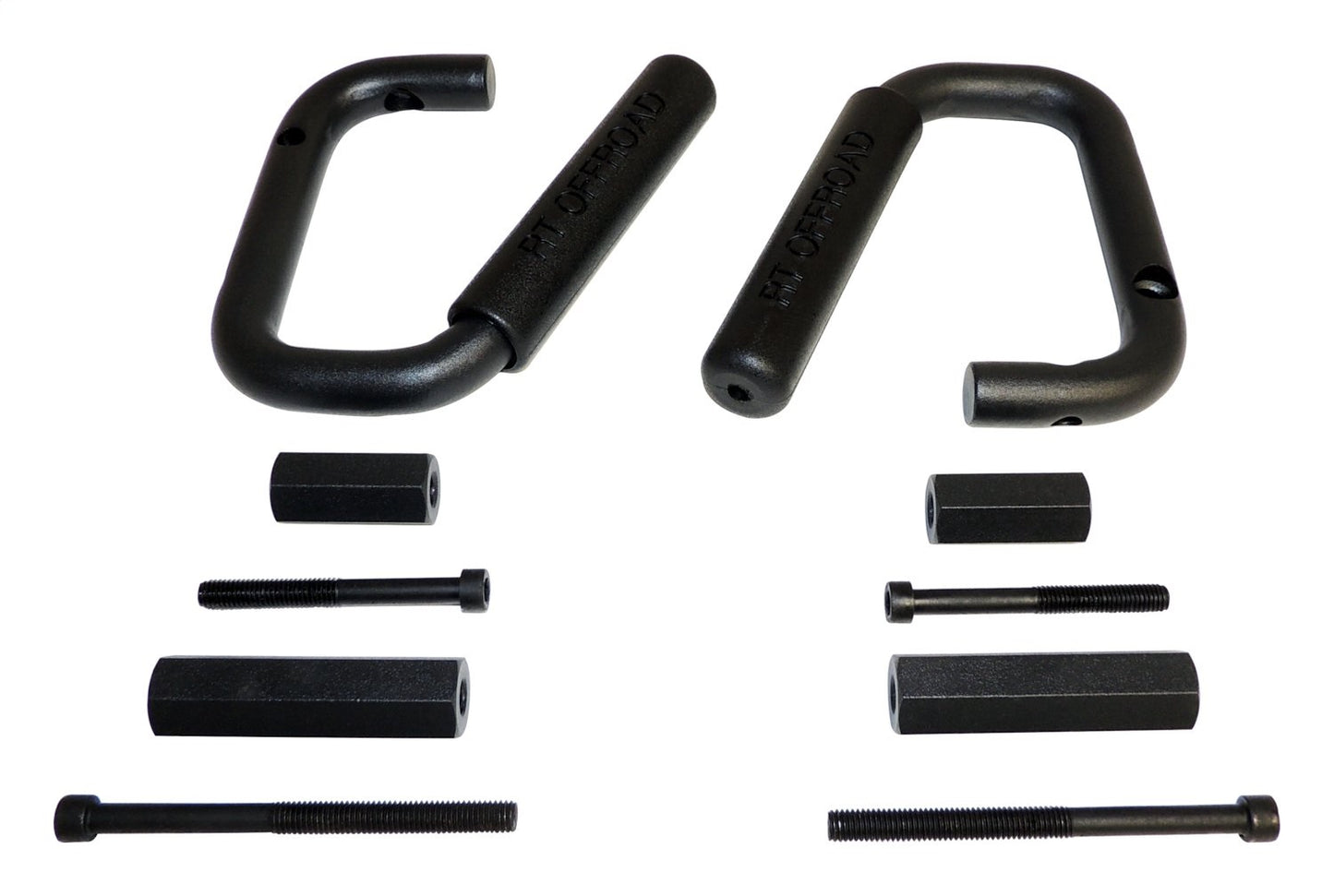 Grab Handle Set 2007-2018 JK Wrangler 2 Steel Handles w/Rubberized Plastic Grips Front And Rear Black RT Off Road-2