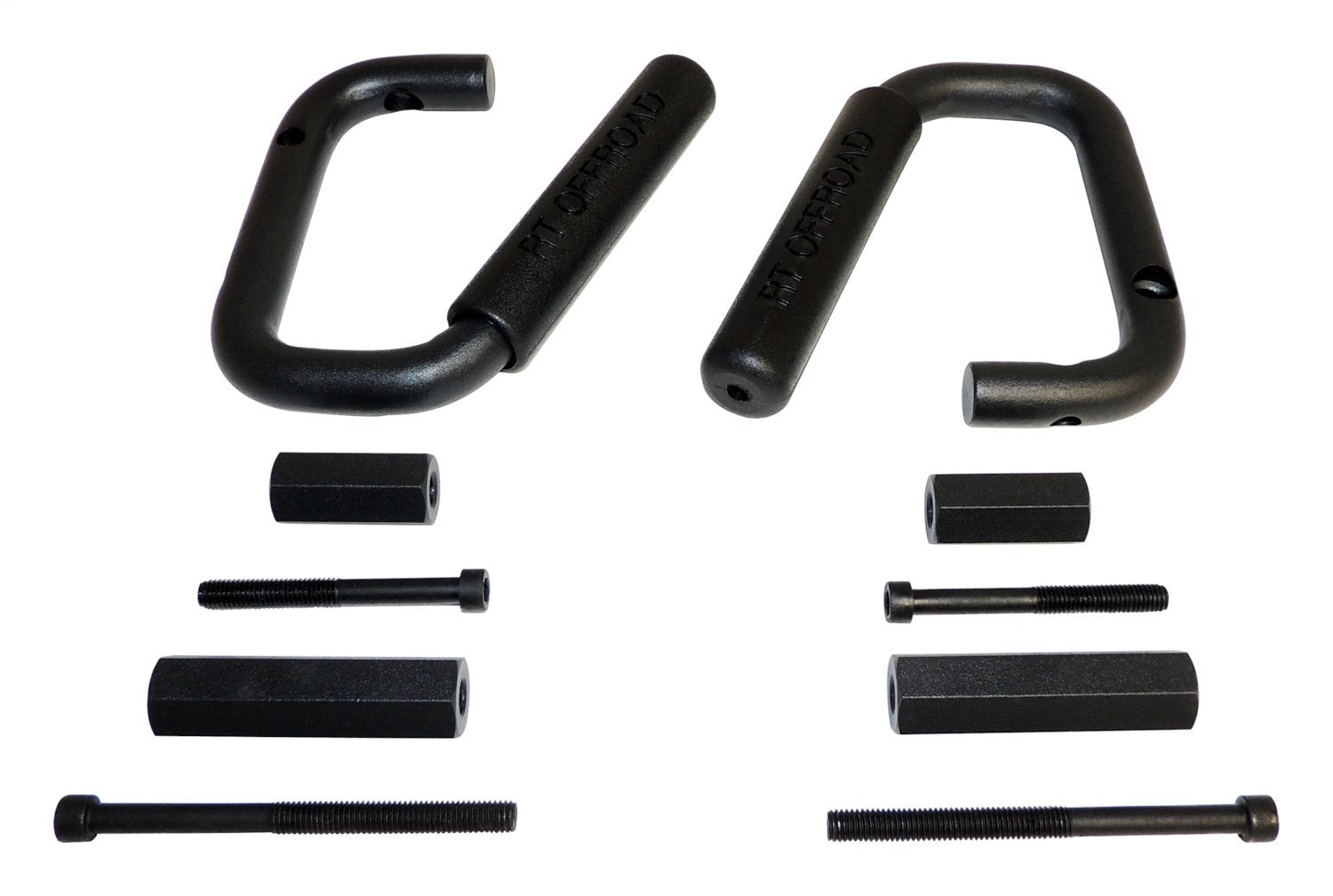 Grab Handle Set 2007-2018 JK Wrangler 2 Steel Handles w/Rubberized Plastic Grips Front And Rear Black RT Off Road-2