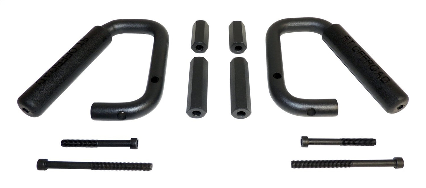 Grab Handle Set 2007-2018 JK Wrangler 2 Steel Handles w/Rubberized Plastic Grips Front And Rear Black RT Off Road-3