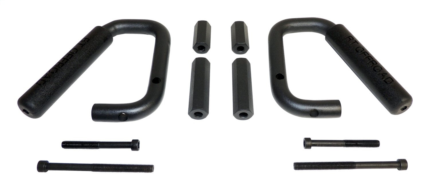 Grab Handle Set 2007-2018 JK Wrangler 2 Steel Handles w/Rubberized Plastic Grips Front And Rear Black RT Off Road-3