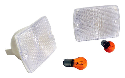 Clear Parking Lamp Set (2) w/ 2 Amber Bulbs for 87-93 Jeep YJ Wrangler RT Off Road-1