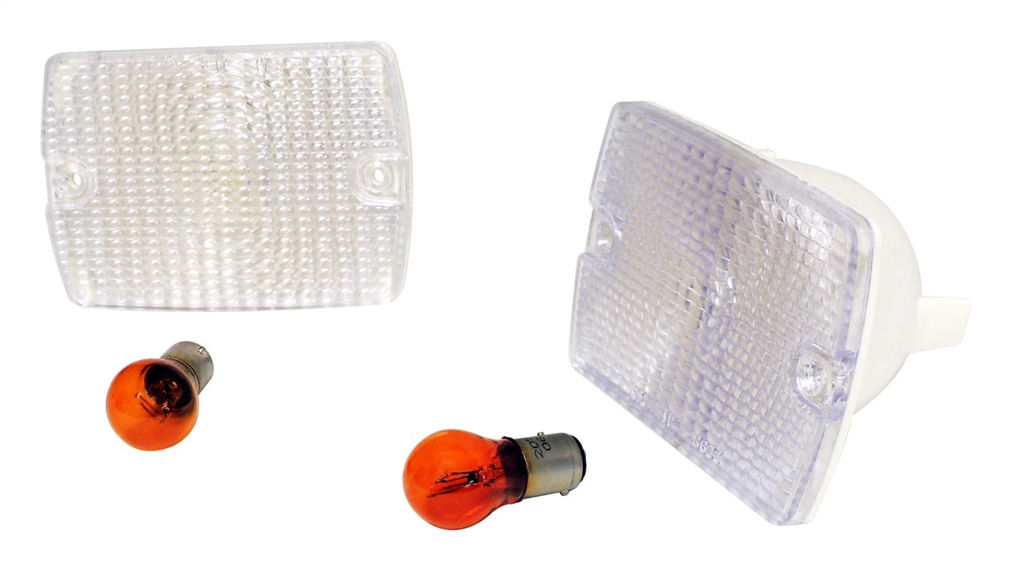 Clear Parking Lamp Set (2) w/ 2 Amber Bulbs for 87-93 Jeep YJ Wrangler RT Off Road-2