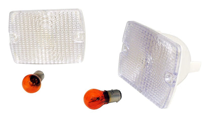 Clear Parking Lamp Set (2) w/ 2 Amber Bulbs for 87-93 Jeep YJ Wrangler RT Off Road-2