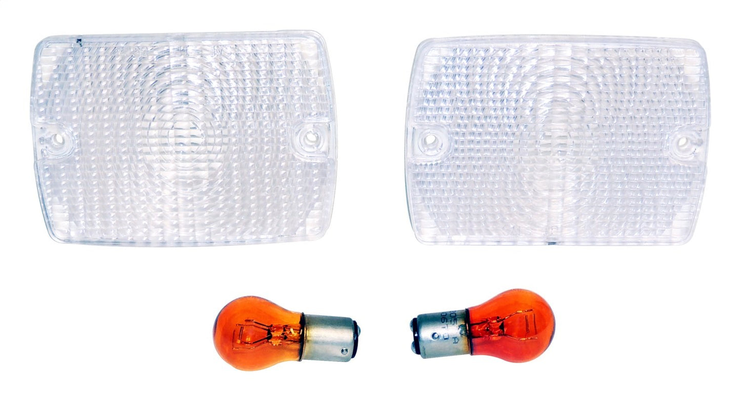 Clear Parking Lamp Set (2) w/ 2 Amber Bulbs for 87-93 Jeep YJ Wrangler RT Off Road-3