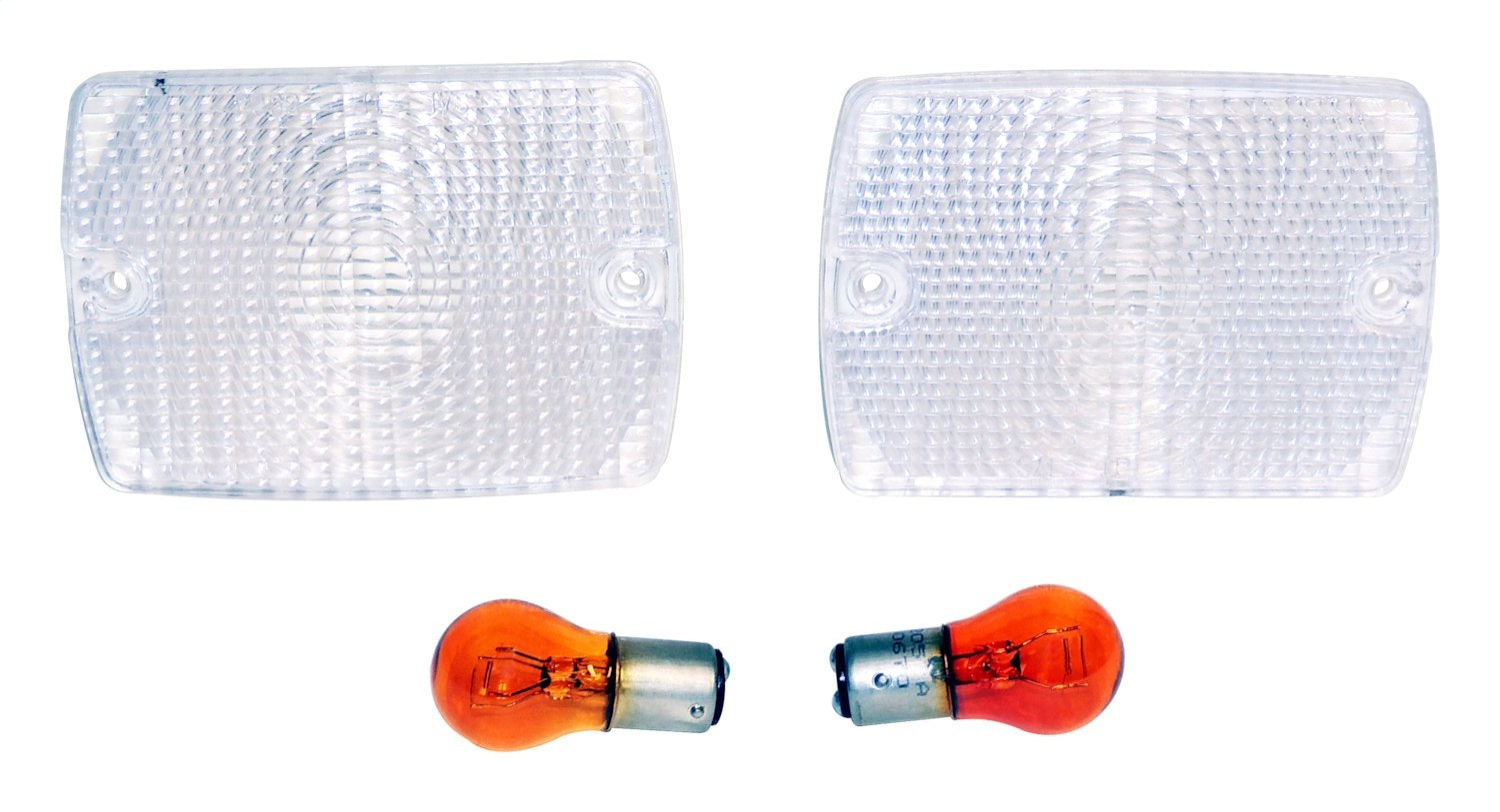 Clear Parking Lamp Set (2) w/ 2 Amber Bulbs for 87-93 Jeep YJ Wrangler RT Off Road-3