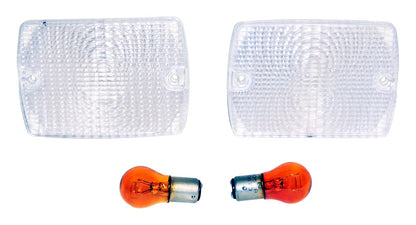 Clear Parking Lamp Set (2) w/ 2 Amber Bulbs for 87-93 Jeep YJ Wrangler RT Off Road-3