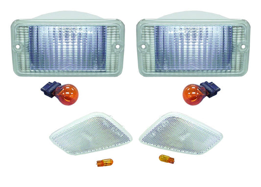 Front Clear Parking & Side Marker Lamp Kit for 97-06 Jeep TJ Wrangler RT Off Road