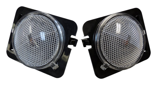 Clear Side Marker Light Kit w/ Amber Bulbs for 2007-2018 Jeep JK Wrangler L & R RT Off Road