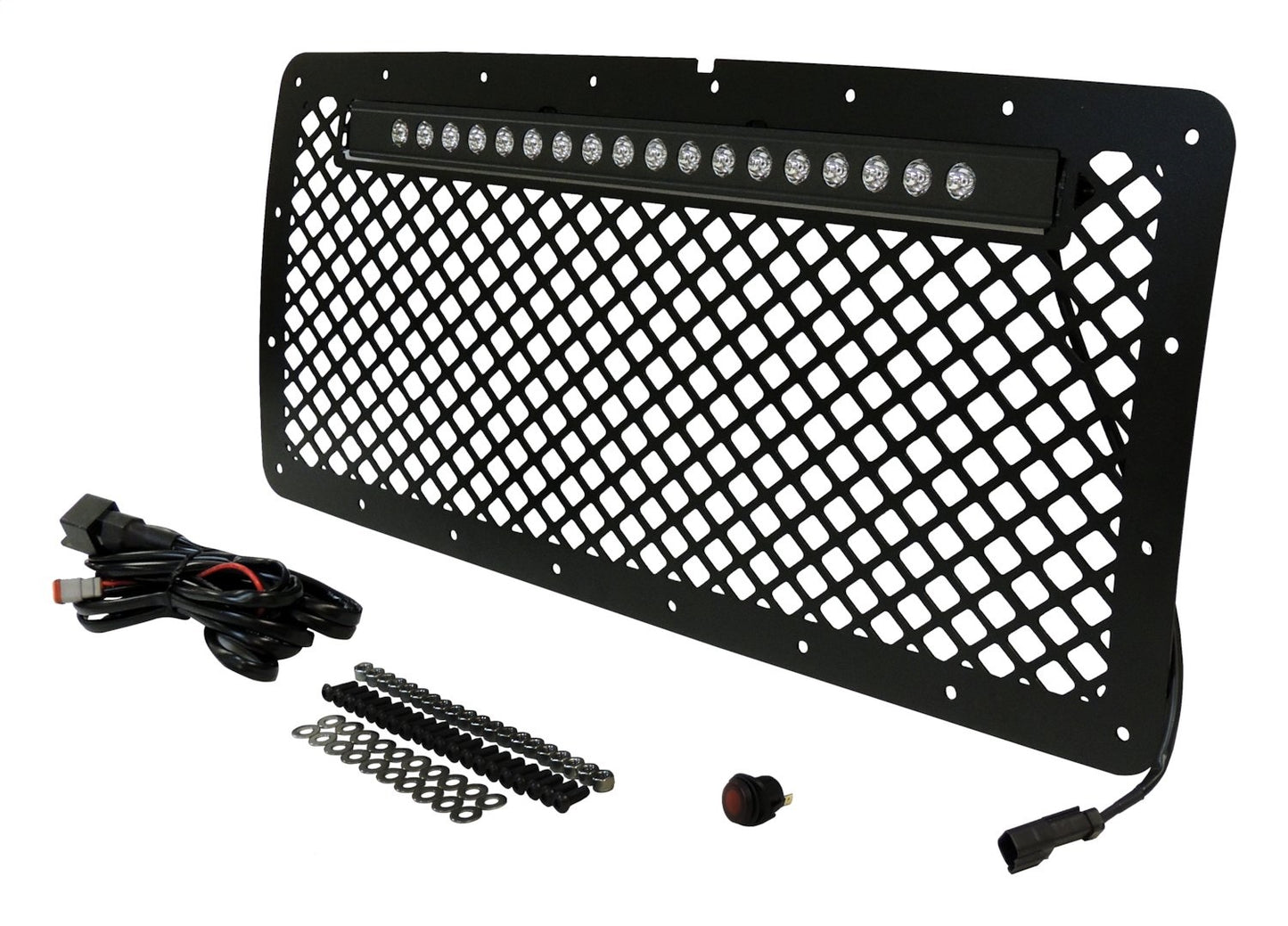 Aluminum Grille w/ 20 inchch LED Light Bar Kit for 2007-2018 Jeep JK Wrangler RT Off Road