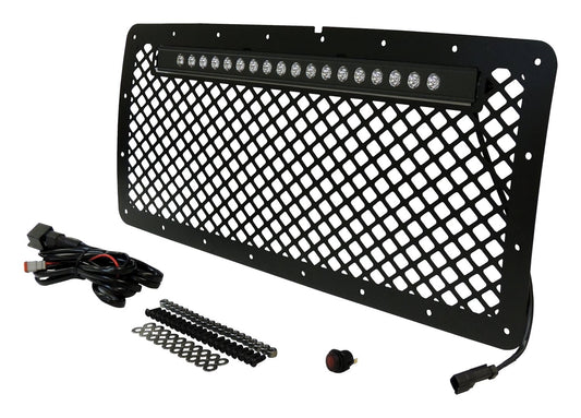 Aluminum Grille w/ 20 inchch LED Light Bar Kit for 2007-2018 Jeep JK Wrangler RT Off Road