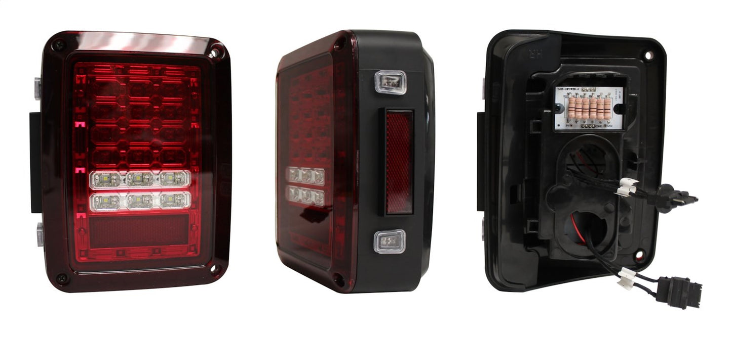 Tail Light Assembly 2007-2018 JK Wrangler Features 36 LEDs Red Lenses w/Black Bezels Plug And Play Design RT Off Road-2