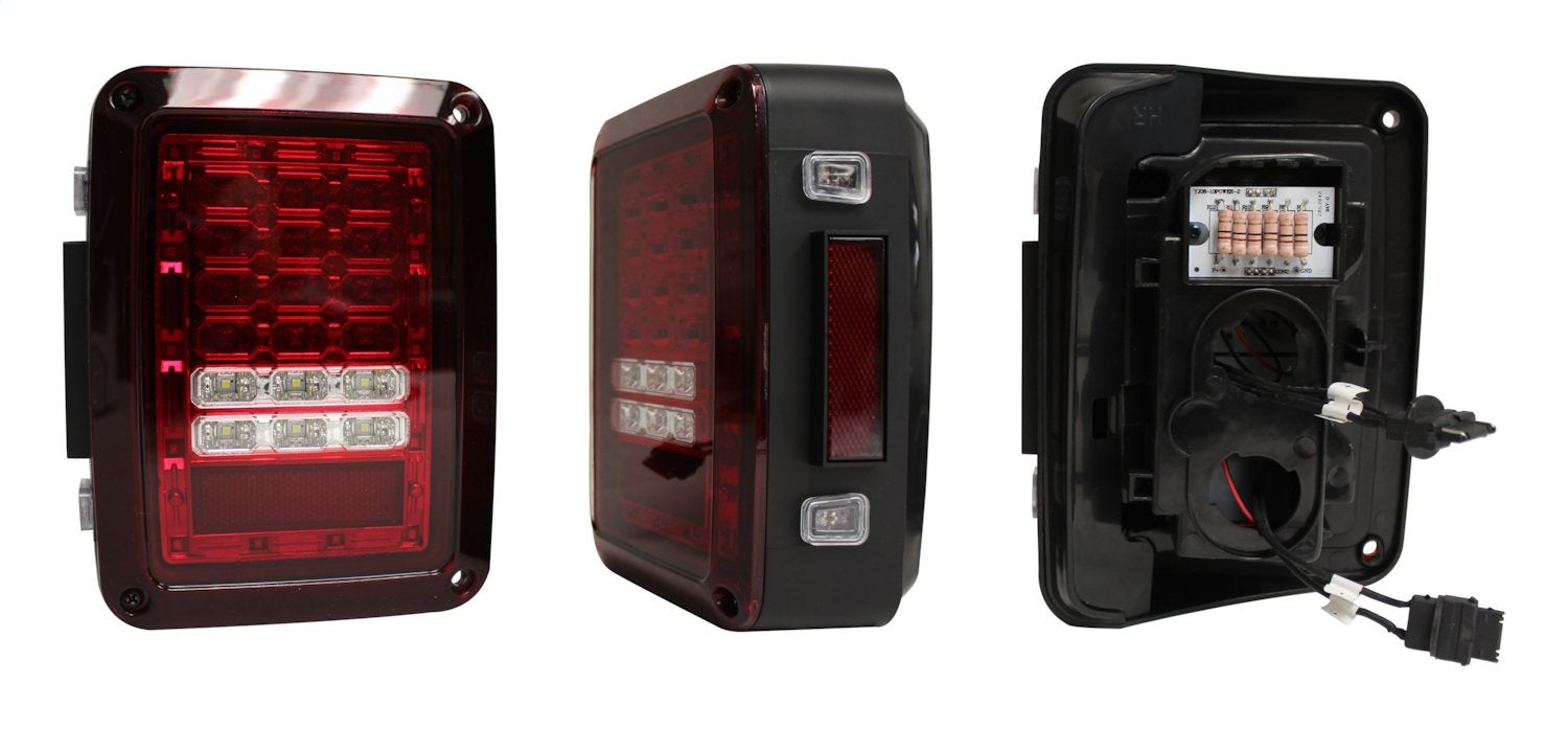 Tail Light Assembly 2007-2018 JK Wrangler Features 36 LEDs Red Lenses w/Black Bezels Plug And Play Design RT Off Road-2