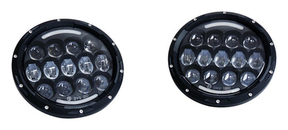 Headlight Conversion Kit 2007-2018 JK Wrangler (Requires RT28098 As Well) 7 Inch LED Black Bezel w/ Polycarbonate Lens & H4 Connector RT Off Road-1