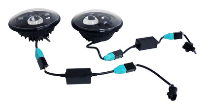 Headlight Conversion Kit 2007-2018 JK Wrangler 2 LED Headlights w/An H4 Connector/2 Canbus Modules/2 H4 To H13 Adapters 40W 12V RT Off Road-1