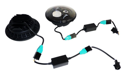 Headlight Conversion Kit 2007-2018 JK Wrangler 2 LED Headlights w/An H4 Connector/2 Canbus Modules/2 H4 To H13 Adapters 40W 12V RT Off Road-2