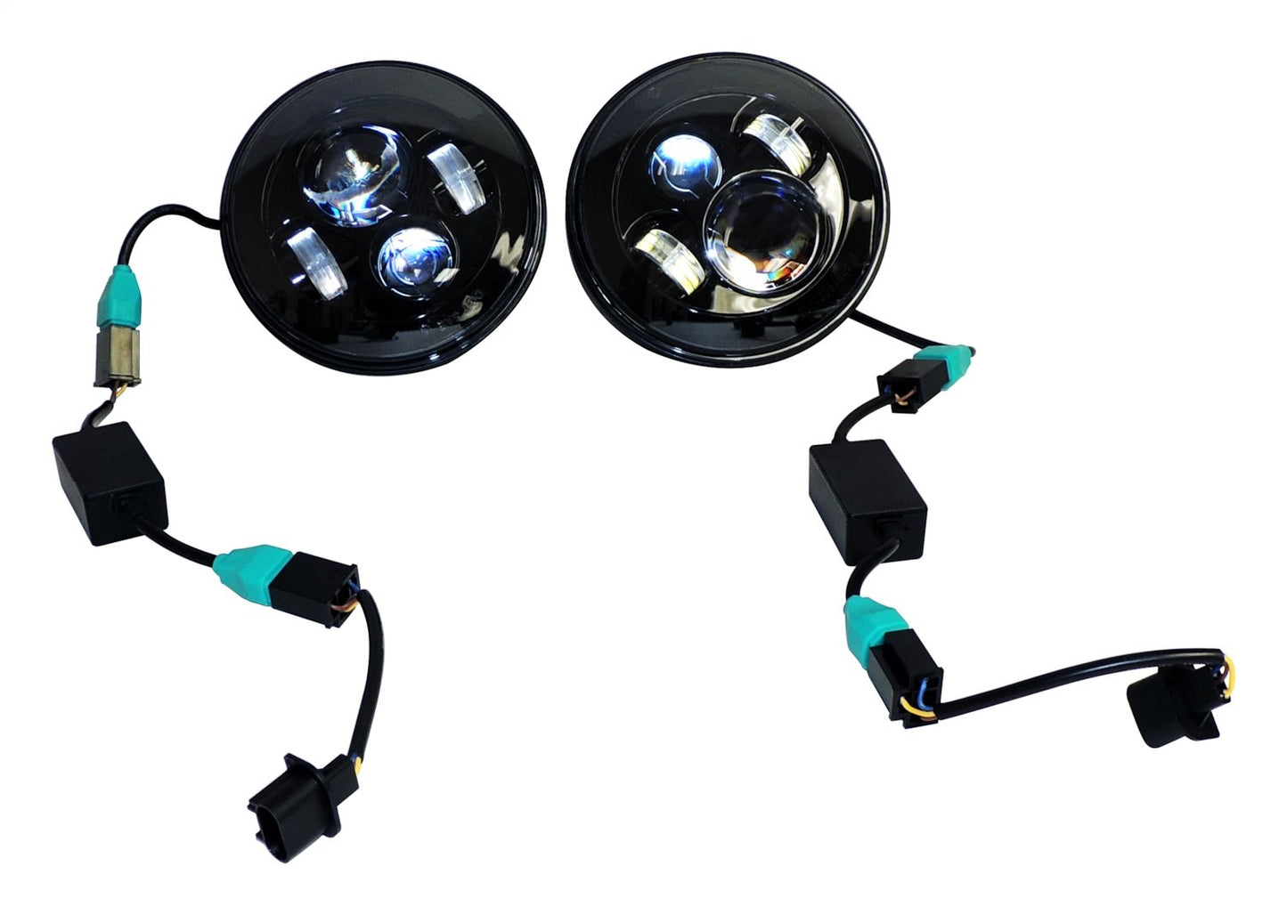 Headlight Conversion Kit 2007-2018 JK Wrangler 2 LED Headlights w/An H4 Connector/2 Canbus Modules/2 H4 To H13 Adapters 40W 12V RT Off Road-4