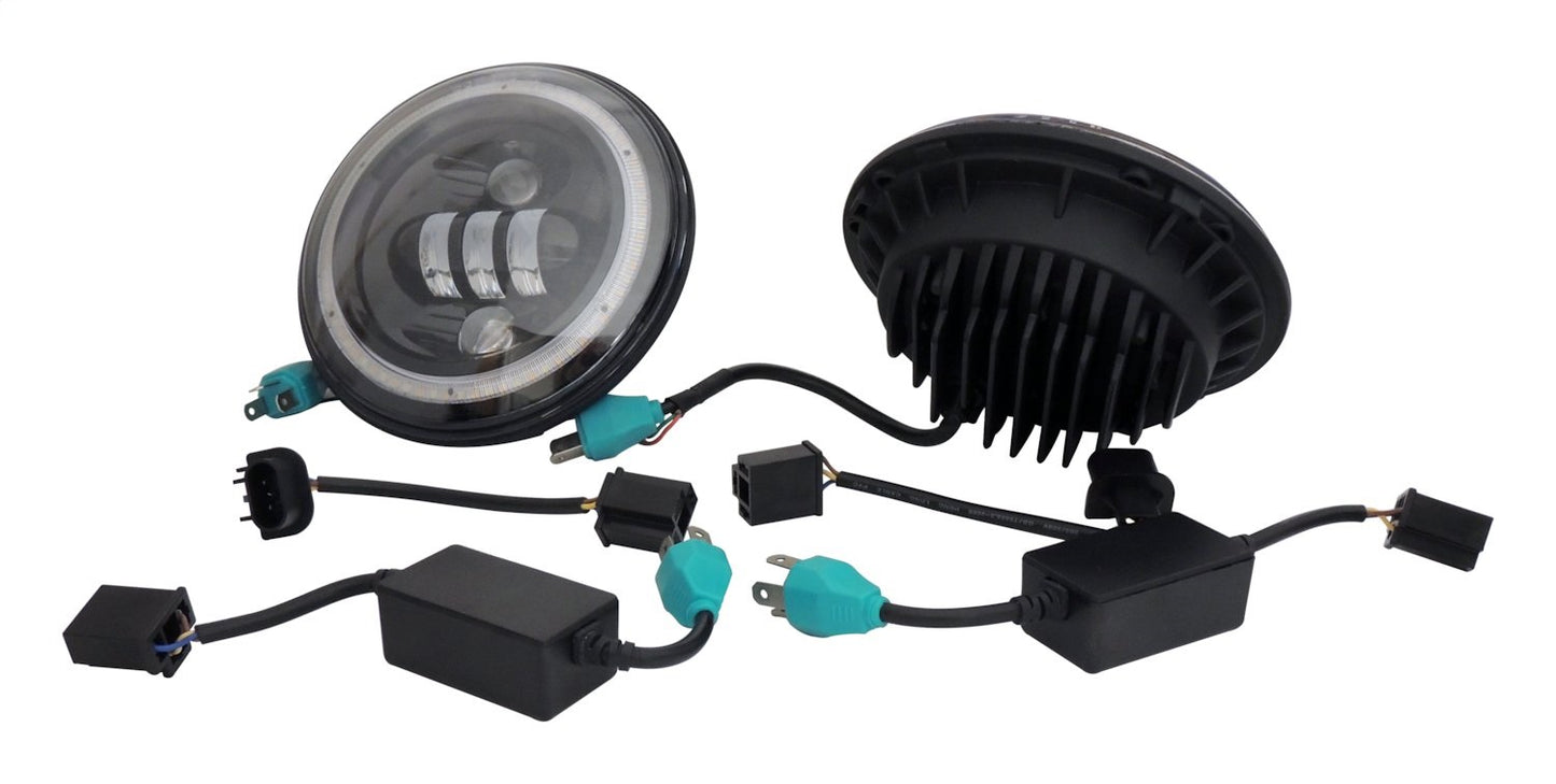 Headlight Conversion Kit 2007-2018 JK Wrangler w/ LED Halo Rings 2 LED Headlights with an H4 Connector 2 Canbus Modules 2 H4 to H13 Adapters RT Off Road-3
