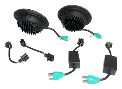 Headlight Conversion Kit 2007-2018 JK Wrangler w/ LED Halo Rings 2 LED Headlights with an H4 Connector 2 Canbus Modules 2 H4 to H13 Adapters RT Off Road-4