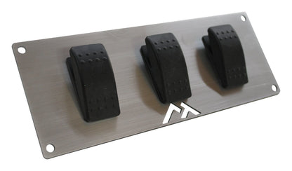 Stainless Steel Switch Plate w/ 3 Rocker Switches for Universal Applications RT Off Road